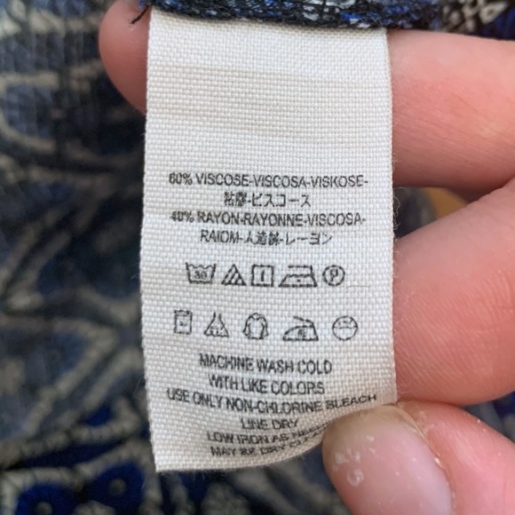 Free People Blue White Geometric Boho Mini Day Dress Button Up Size 0 - Picture 5 of 10